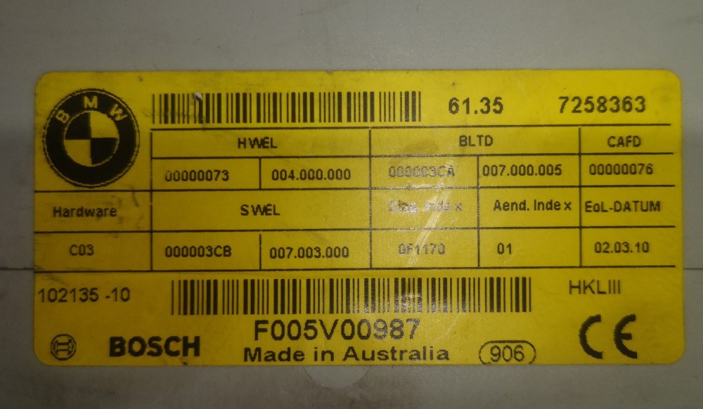 [GYÁRI BONTOTT] BMW - CSOMAGTÉRAJTÓ ELEKTRONIKA - 5-ÖS / F07 GT+LCI; F10+LCI; F18+LCI; 7-ES / F01+LCI; F02+LCI; F04 HYBRID; X3 / F25; X4 / F26 - | 61 35 7394649| 3. kép